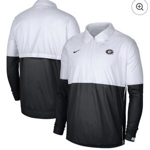 Men's Nike White/Black Georgia Bulldogs Half-Zip Lightweight Coaches windbreaker
